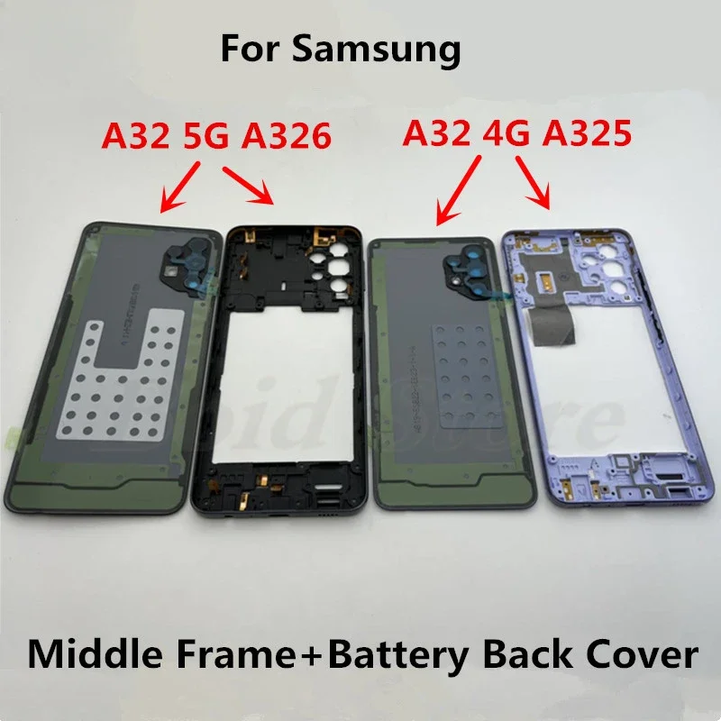 Repair parts Full Housing Case For Samsung Galaxy A32 5G 4G A326 A325 Middle Frame Cover+Battery Back Cover Rear Door Cover