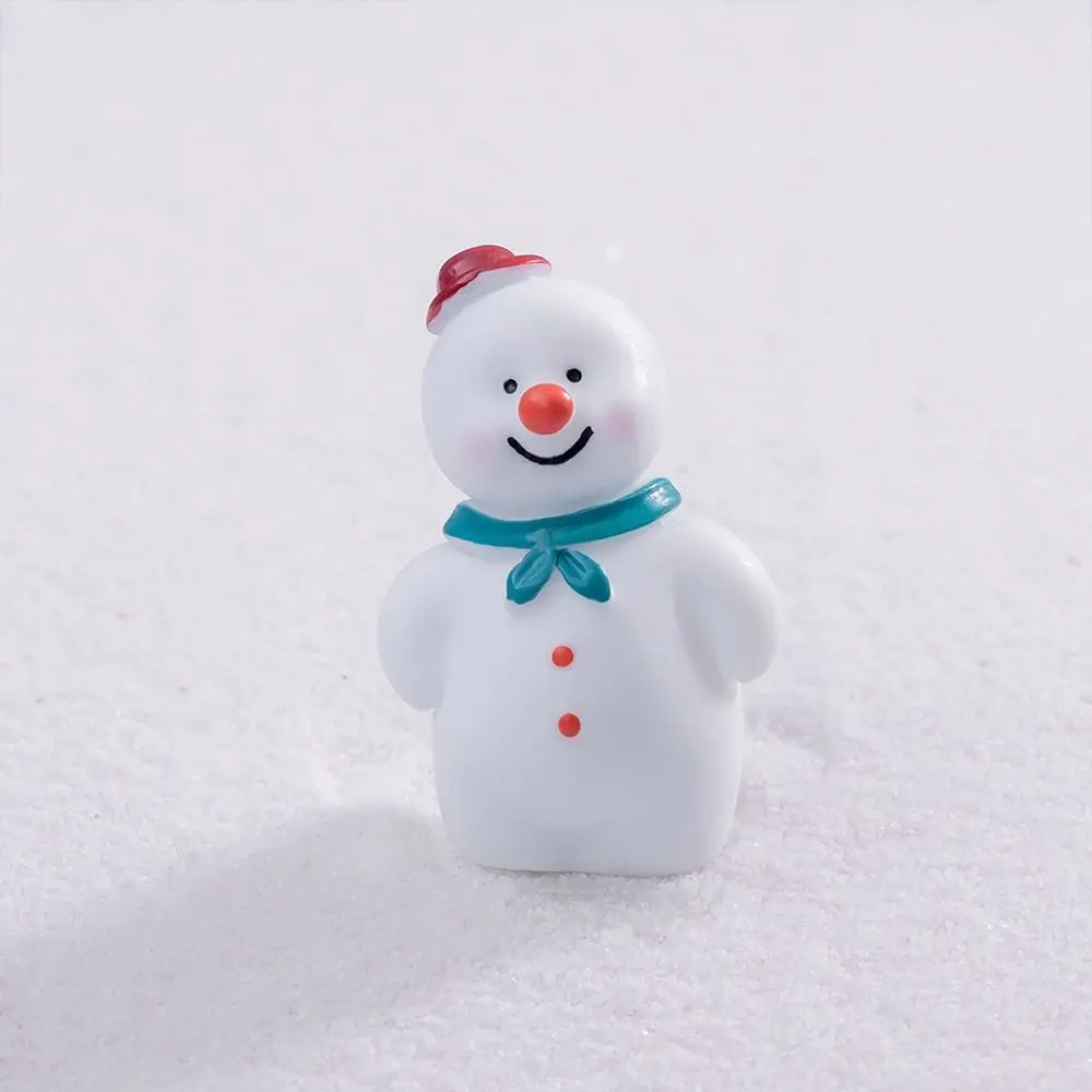 Creative Christmas Mini Snowman Figurine White DIY Cartoon Snow Man Accessories Dollhouse Desktop Knick-Knack