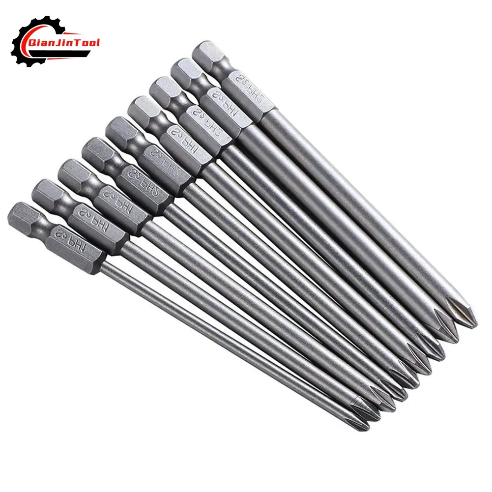 9Pcs PH1 PH2 Phillips Head Magnetic Screwdriver Bit S2 Alloy Steel 100mm Long For Electric Screw Driver Repair Tool