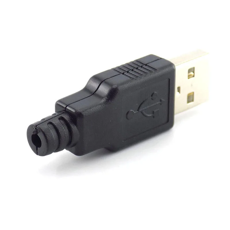 Adaptateur de connecteur de prise mâle USB 2.0 Type A avec couvercle en plastique noir, type à souder, bricolage, H10, 4 broches, 5 pièces, 10 pièces