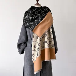 Autumn Winter New Large Four-Leaf Clover Scarf Soft elegant Women's Shawl Student Thickened Windproof Keep Warm Fashion Wraps
