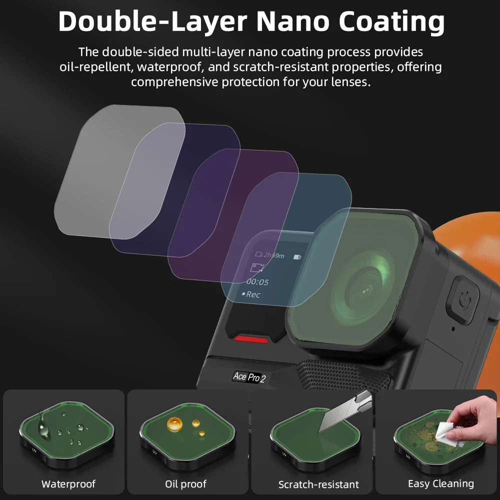 BRDRC عدسة تصفية ل Insta360 Ace Pro 2 ملحقات الكاميرا ND مرشحات عدة UV CPL عدسة محايدة الكثافة مرشح الإفراج السريع