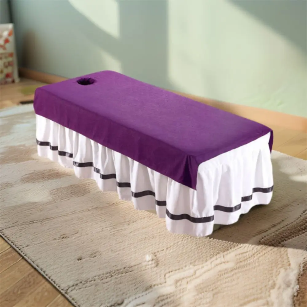 Comfortable Beauty Salon Bed Sheet Oil-proof Washable SPA Bedspread Breathable with Holes Massage Bed Bedspread