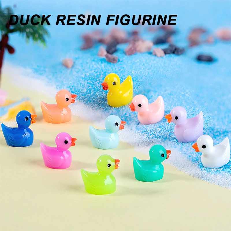 50/100 Uds Mini pato de resina figuritas en miniatura adornos Hada Animal patos pequeños para casa de muñecas pecera DIY