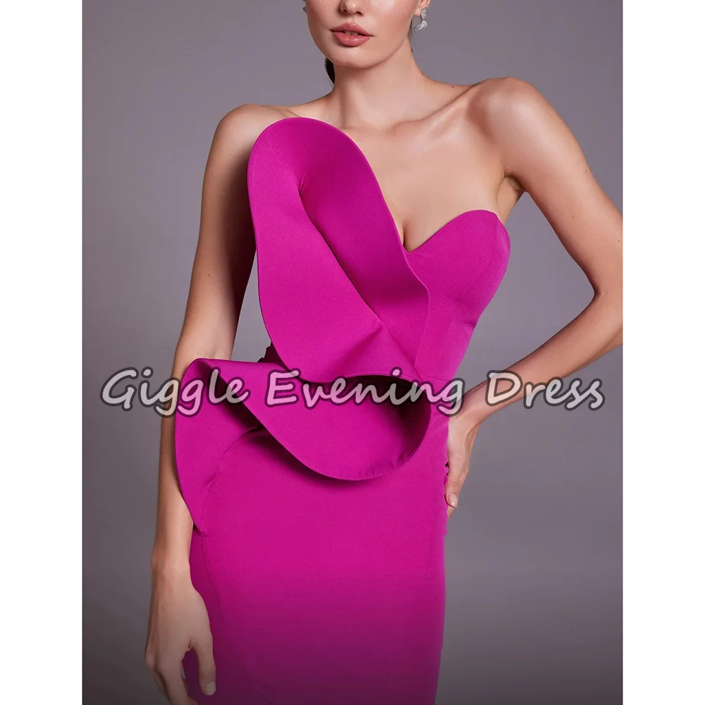 Giggle Crepe Mermaid Elegance Pleating Prom Gown Saudi Arab Strapless Floor-Length Evening Fashion Party Dresses for Women 2024
