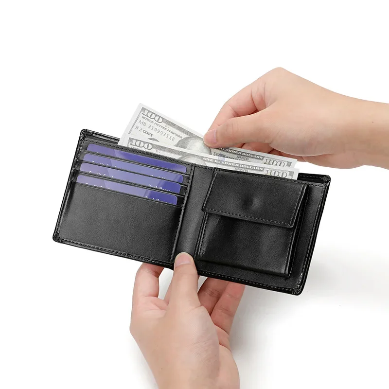 موضة جديدة جلد أصلي للرجال محافظ قصيرة جلد حقيقي الذكور الفاخرة العلامة التجارية مخلب الصبي هدية محفظة النقدية محفظة حمل بطاقات #3
