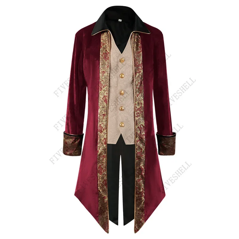 

2024 Medieval Role-playing Tailcoat Steampunk Retro Long Sleeved Windproof Medieval Retro Suit Prince Suit