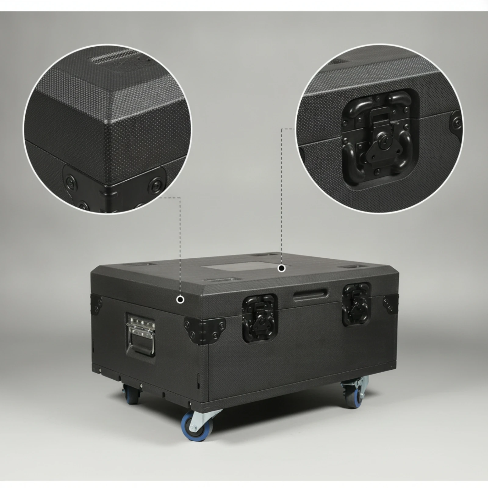 Lighting Case with Wheels Reinforced Flight Case with Wheels Hard-Shell Rolling for Event Planners, Concert Touring, Live Events