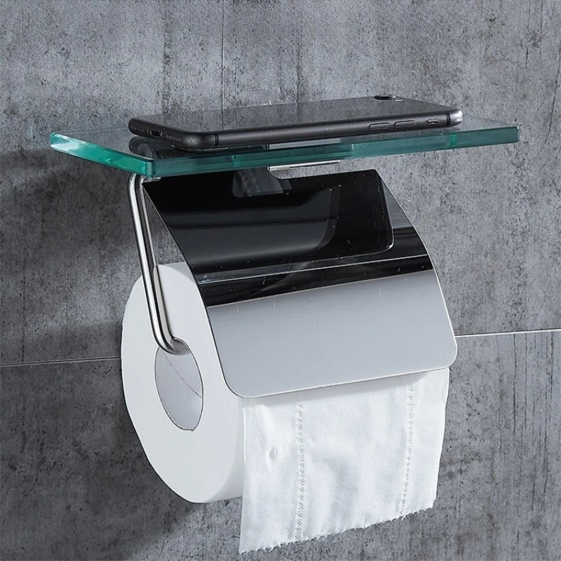 

Настенный держатель для телефонов и салфеток из нержавеющей стали, легко чистится, устойчив к ржавчине и царапинам, прочный держатель для бумаги, долговечный аксессуар для ванной комнаты.