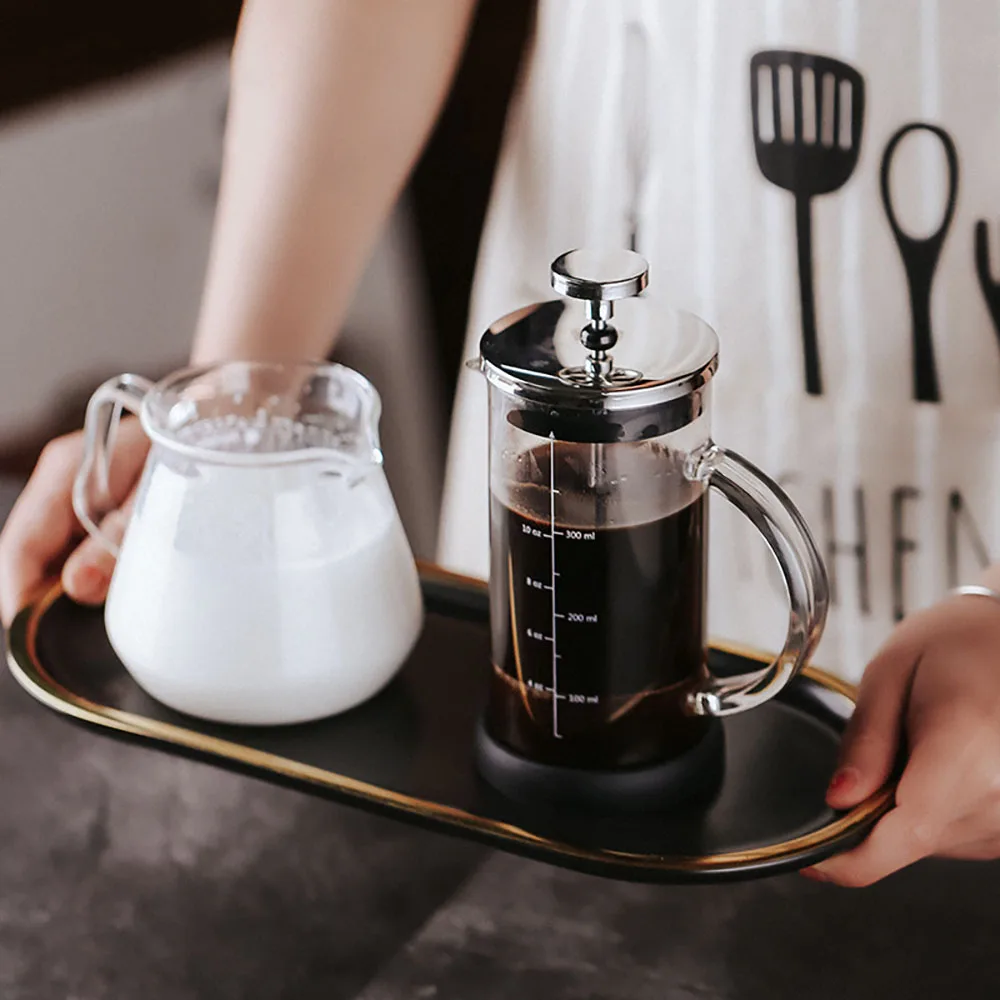 Double Layer Heat Resistant Coffee Pot French Presses Pot Insulated Tea Brewer Milking Foam Hand Flushing Household Filter Set