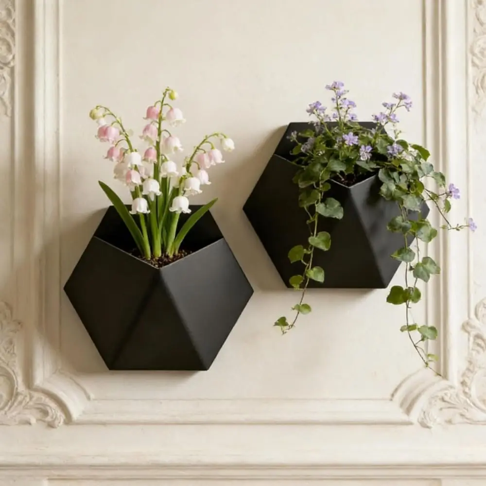 Geometric Hexagonal Flower Pot 3D Printed Decorative Succulent Plant Basin Wall-Mounted Plant Containers Green Plant Placement