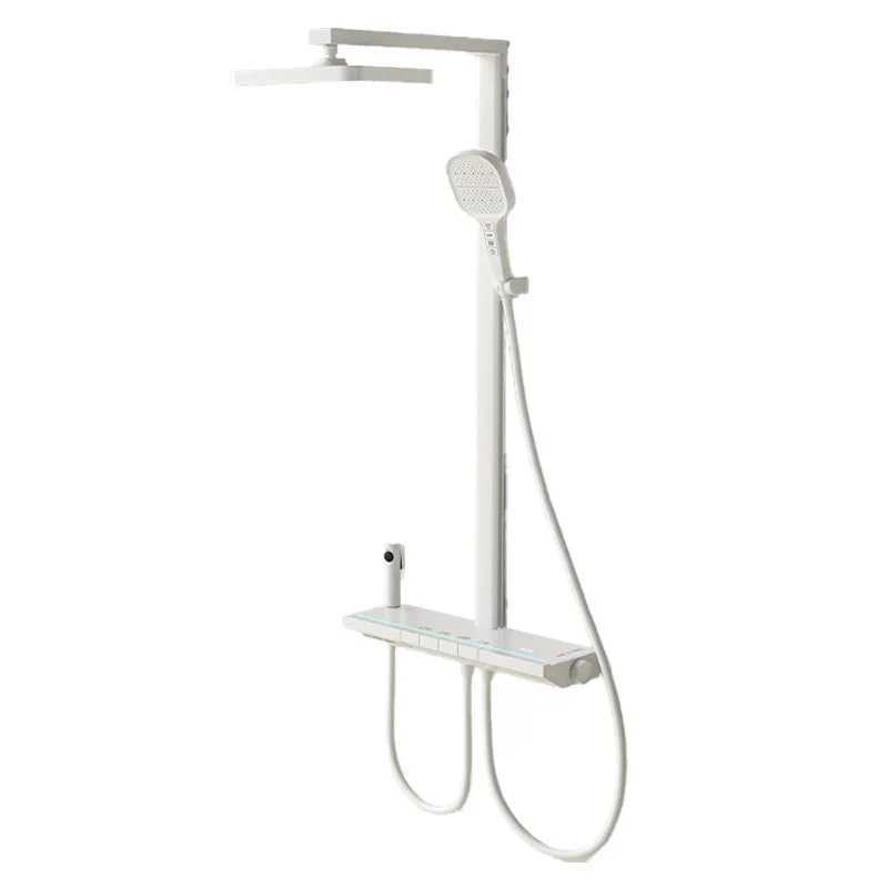Four-function Filter Thermostatic Shower Set, All-copper Piano Glass Rack Ambient Light Digital Display Shower Set