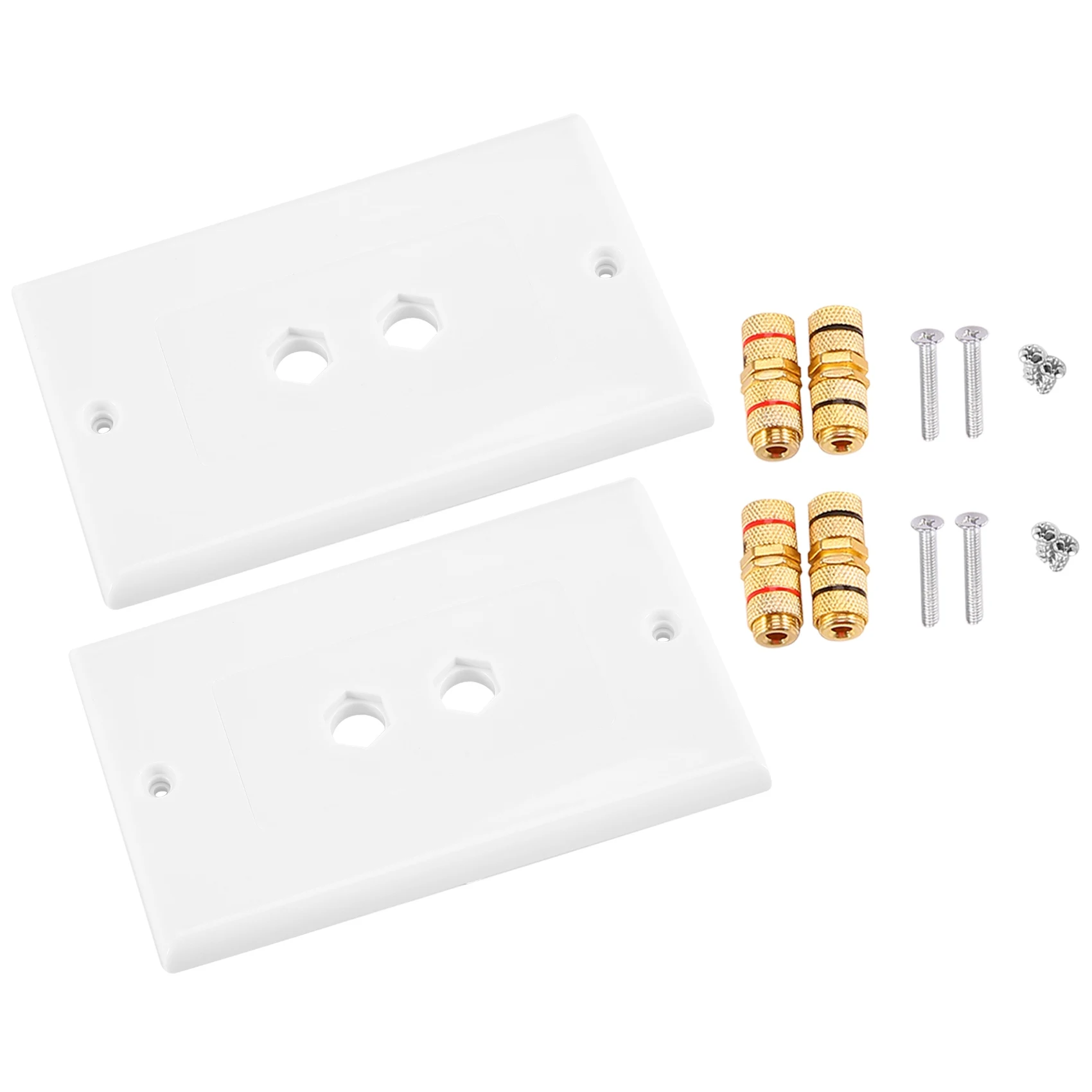 BIGSALE-2 Pack Single Gang 1.0 Speaker Wire Wall Plate (Banana Plug Wall Plate) for 1.0 Speaker, White