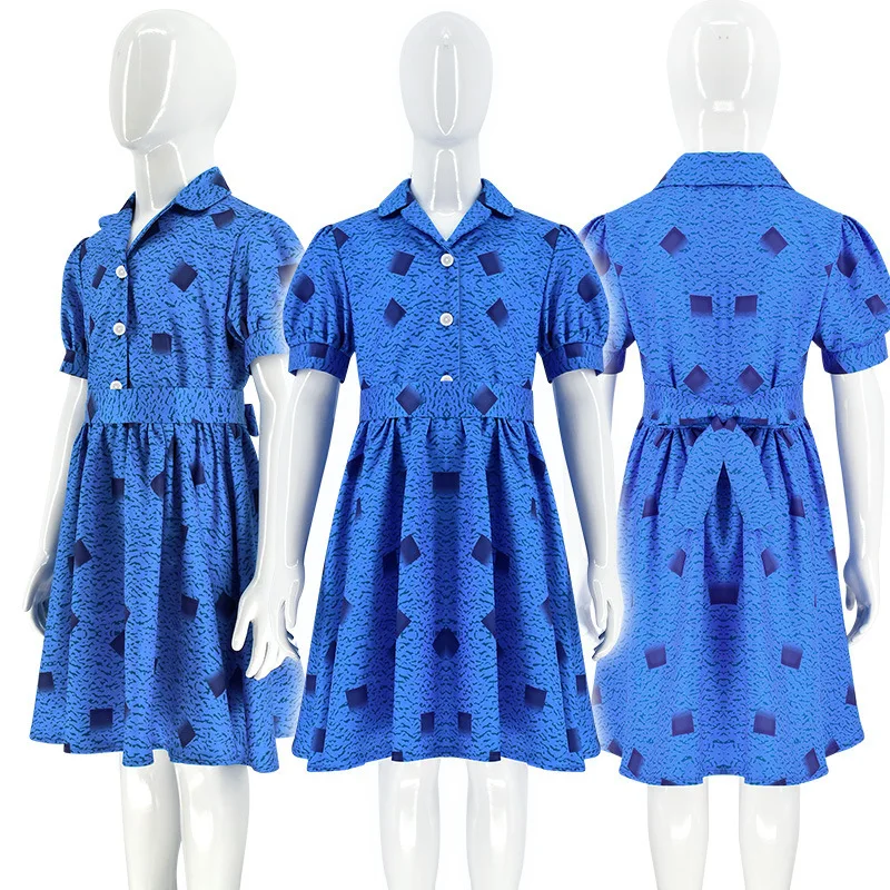 

Hot Adult Kids Roald Dahls Matilda the Musical Cosplay Costume Blue Dress Jumpsui Outfits Halloween Carnival Role Play for Girl