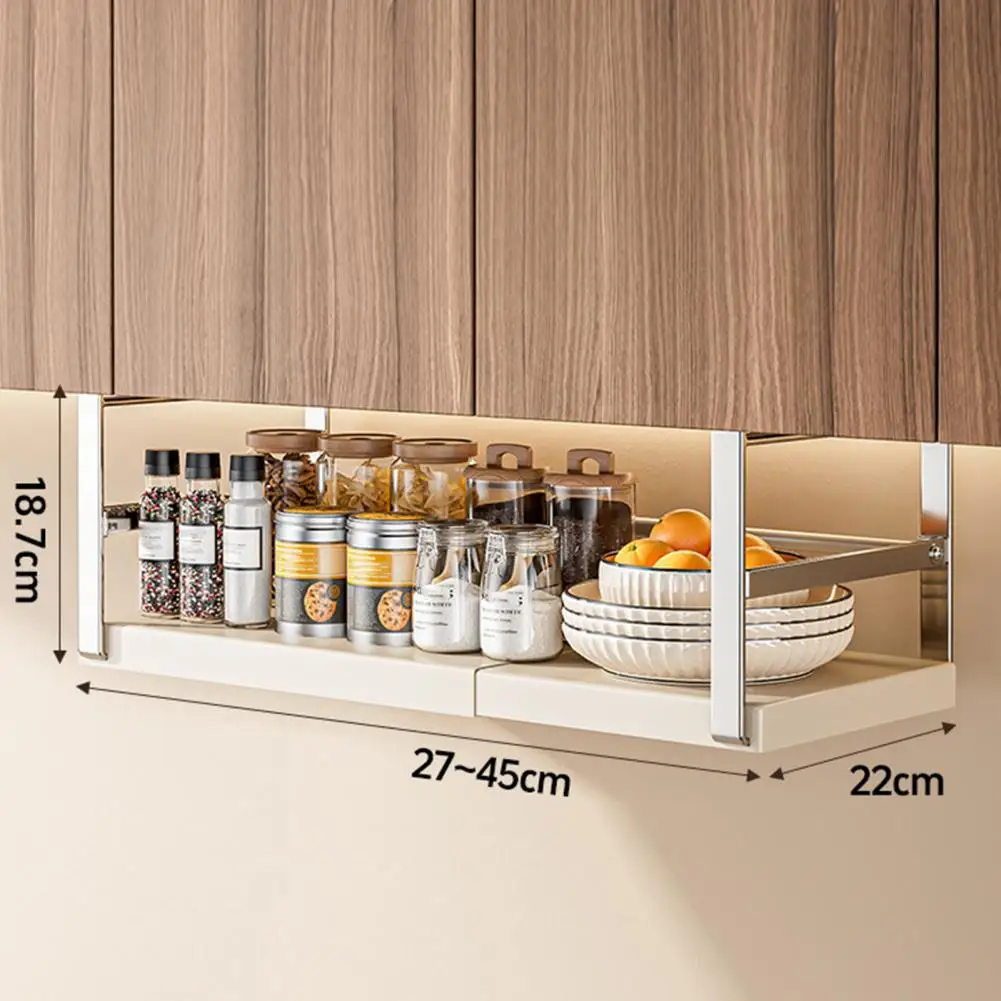 Expandable Under Shelf Storage Rack Telescopic Cabinet Shelf Stainless Steel Cabinet Organizer Kitchen Countertop Spice Holder