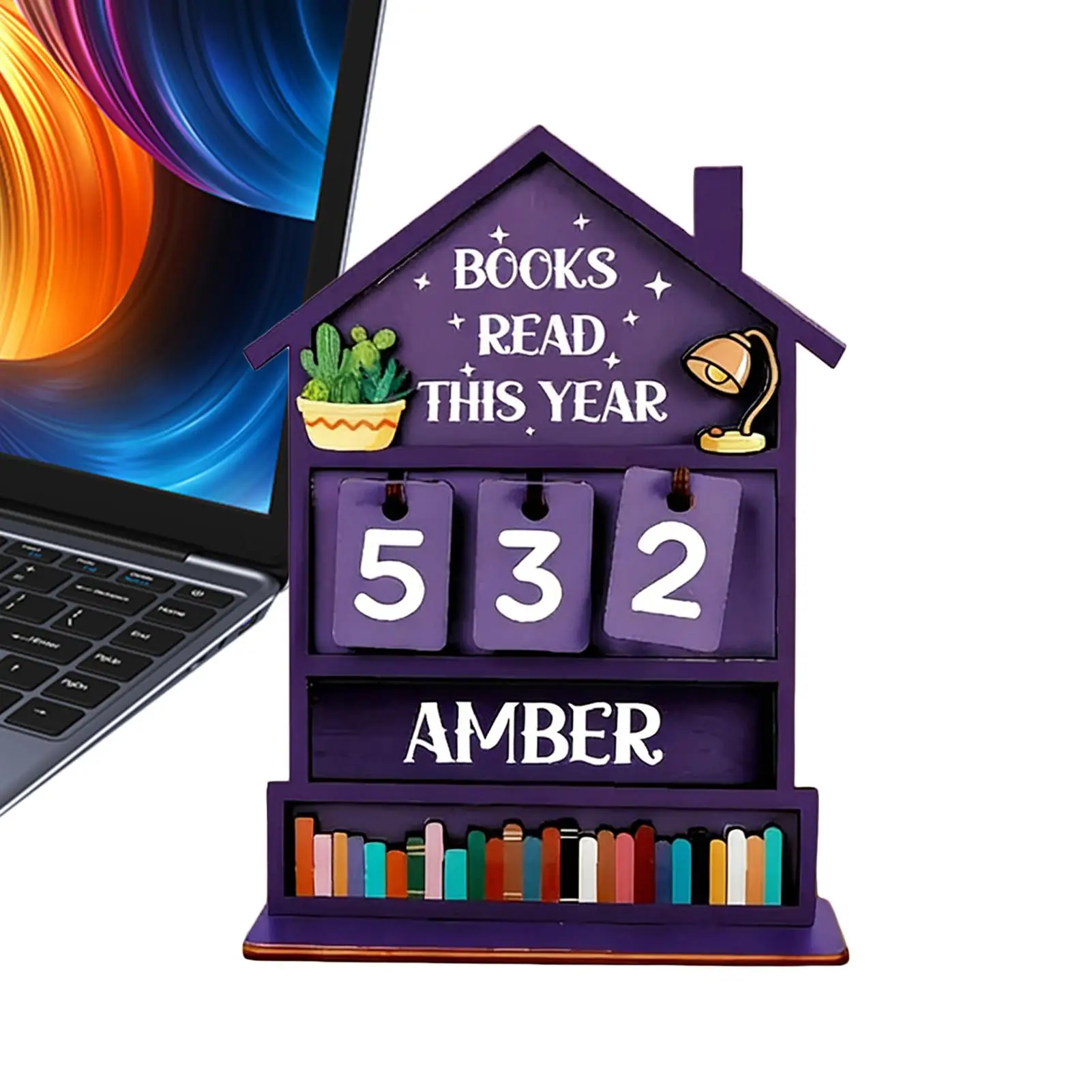 Books Read Tracker Manual Rustic Wooden Decorative Home Read Tracker Reading Sign Bookshelf Decor for Shelf Desk Table Display