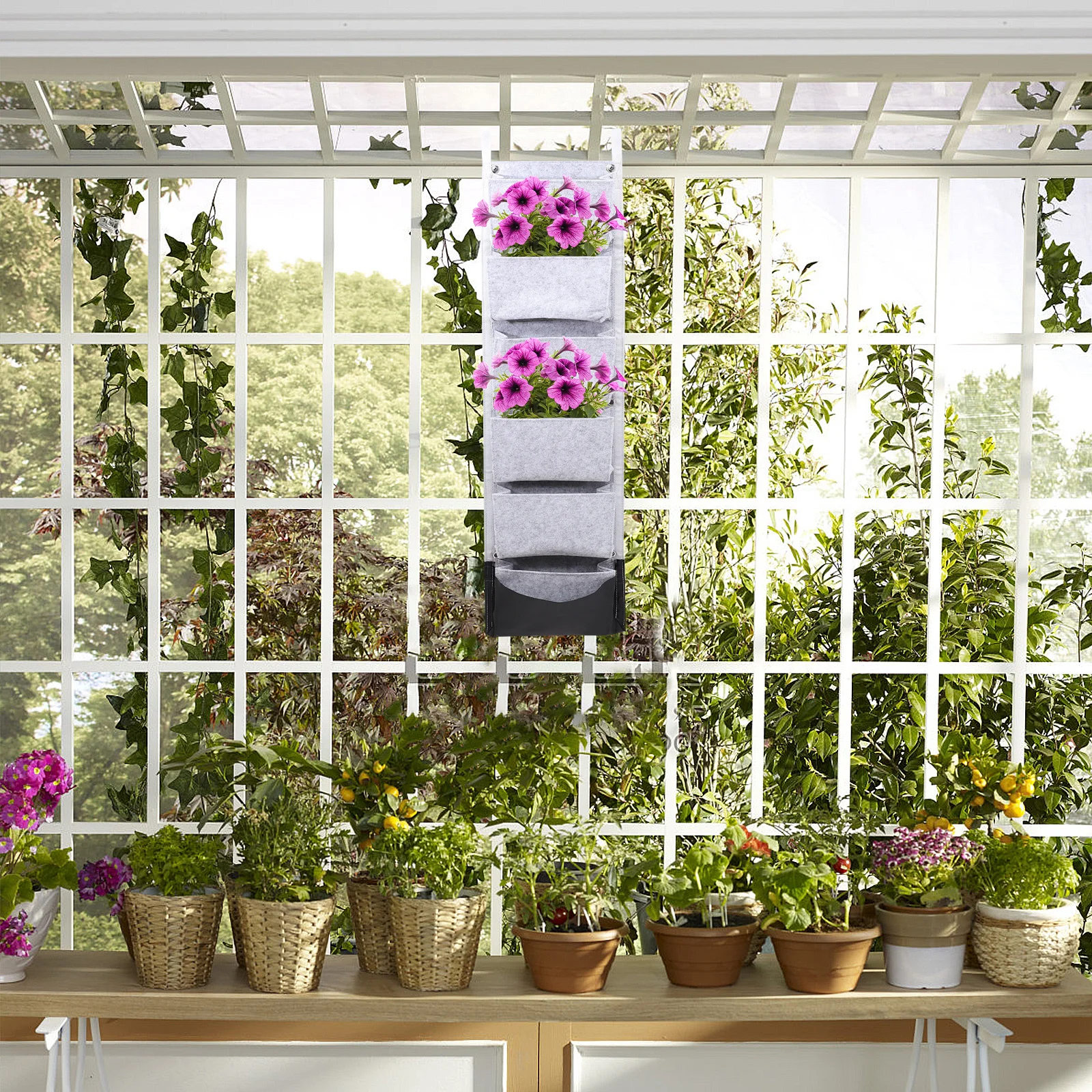 

Wall Plant Bag Non-Woven Fabric Vertical Hanging Planter Large Pocket Planting Grow Bag for Indoor Outdoor Garden