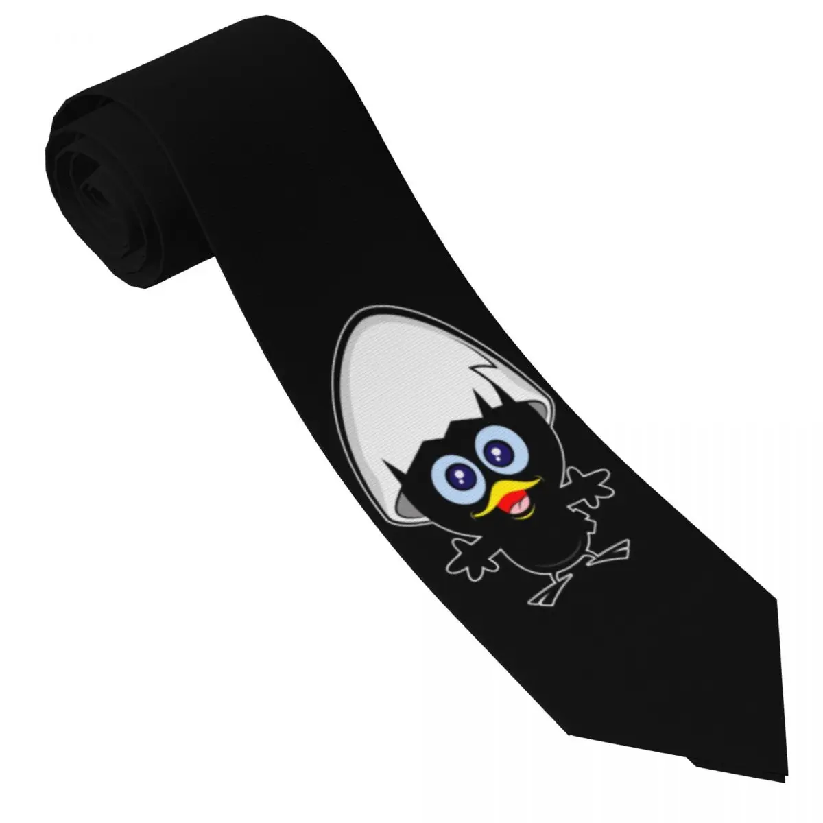 Custom Mens Kawaii Calimero Black Chicken Neck Ties Cartoon Comic Fashion Tie For Business