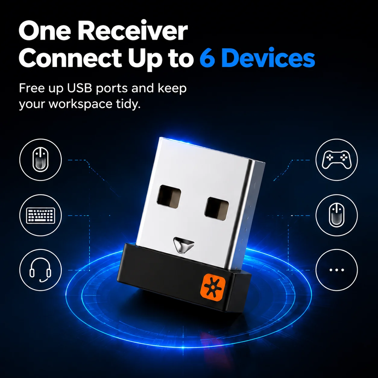 6 Channel Wireless Dongle USB Receiver Adapter for Logitech Unifying Mouse MK365 M905 M510 Keyboard K800 K750 K520 Dropshipping view 3