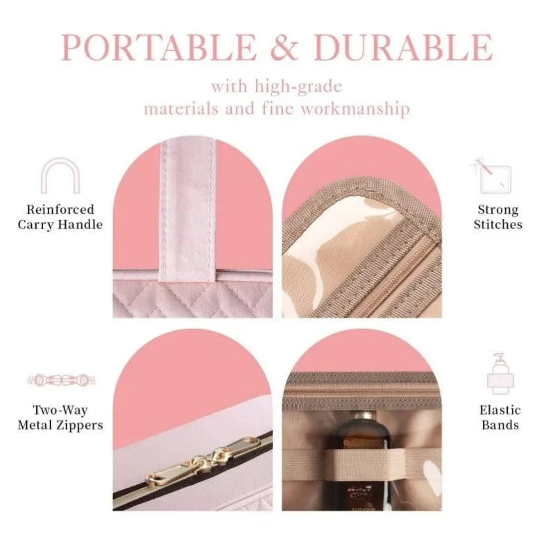 حقيبة غسيل للسفر مع حقيبة غسيل بخطاف وحقيبة مستحضرات التجميل ومجموعة غسيل السفر المحمولة