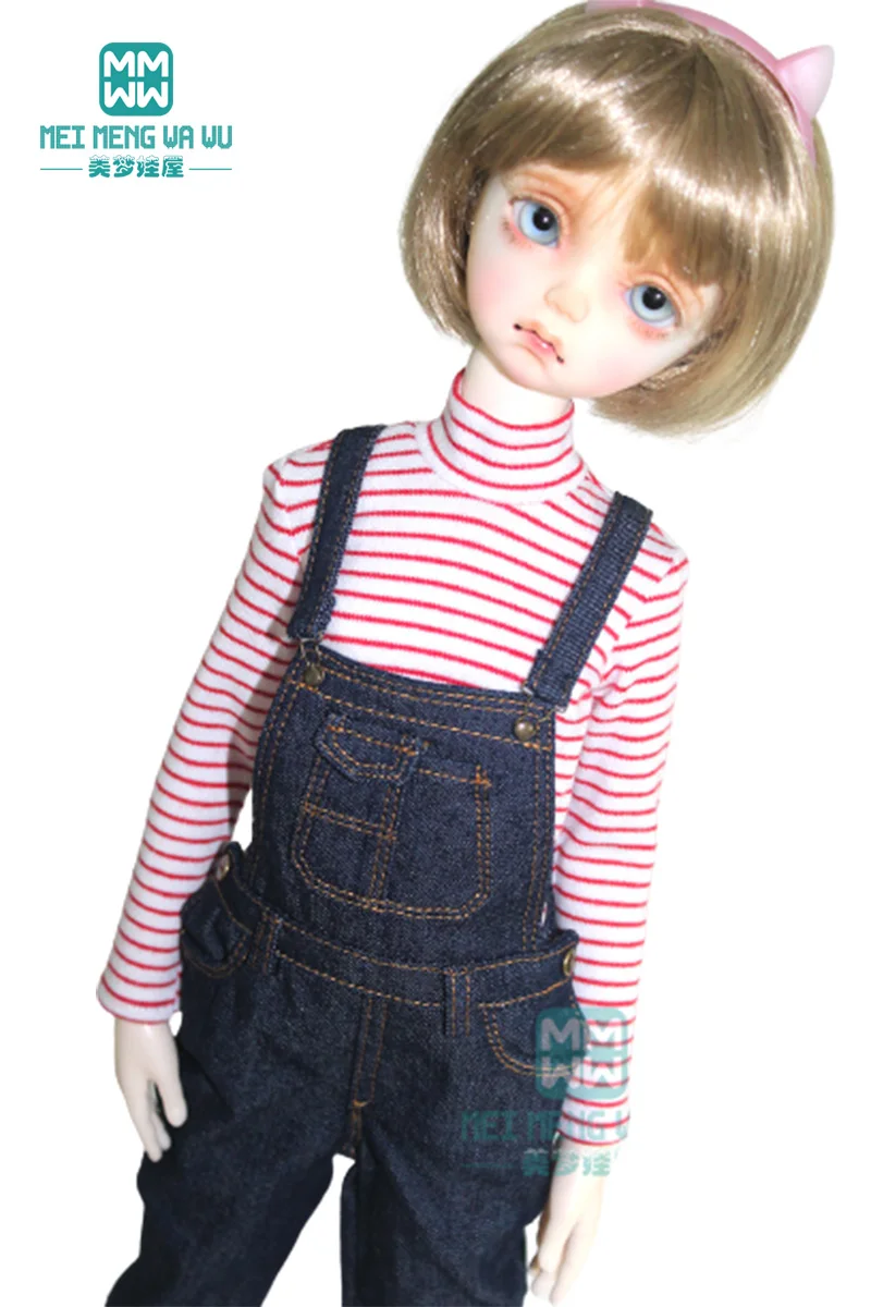BJD Dolls Accessories Clothes Fits 43-45cm 1/4 MSD MK YOSD Fashionable PU Leather Clothes Denim Overalls Vests