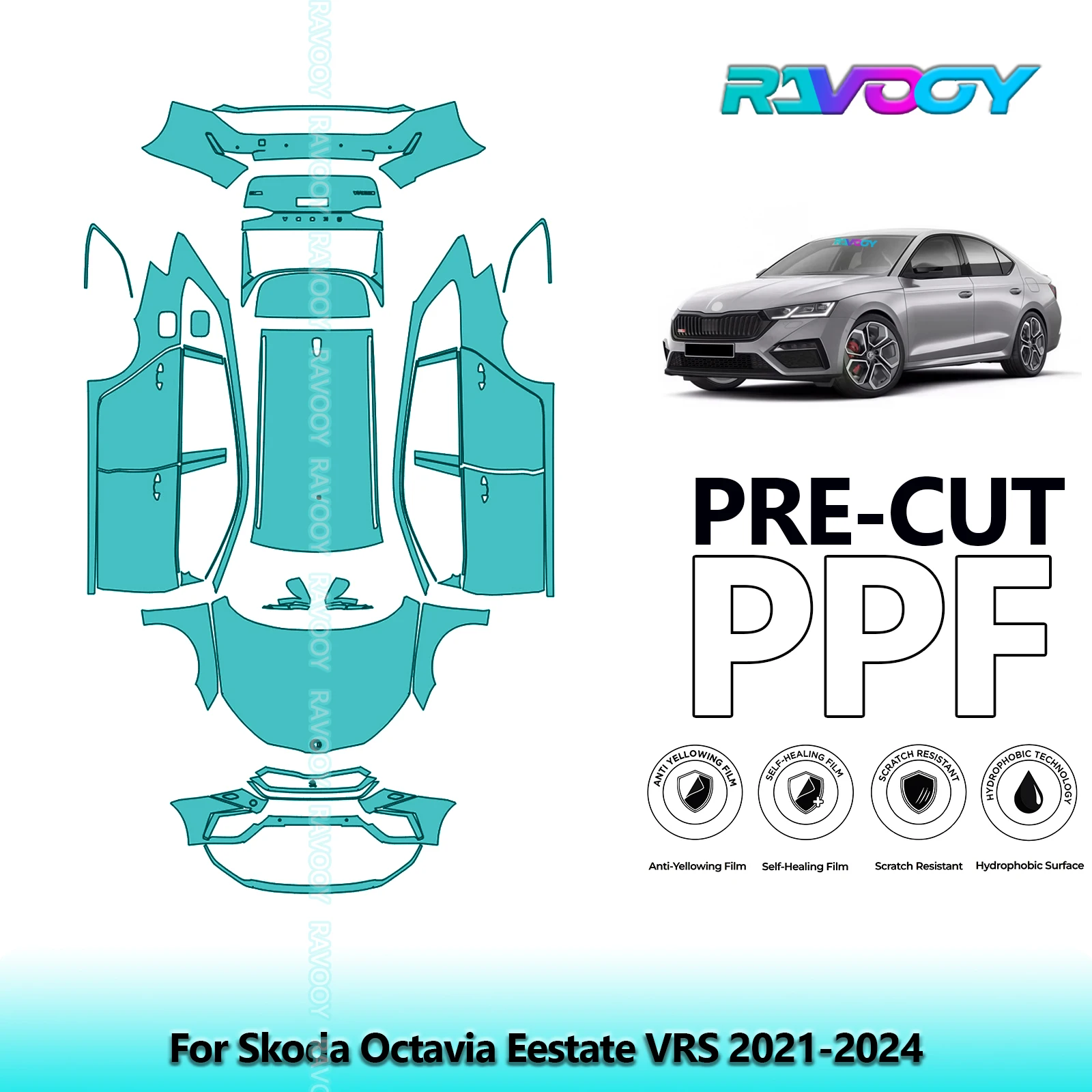 

Full Vehicle Clear Bra Precut PPF Paint Protection Film For Skoda Octavia Eestate VRS 2021-2024