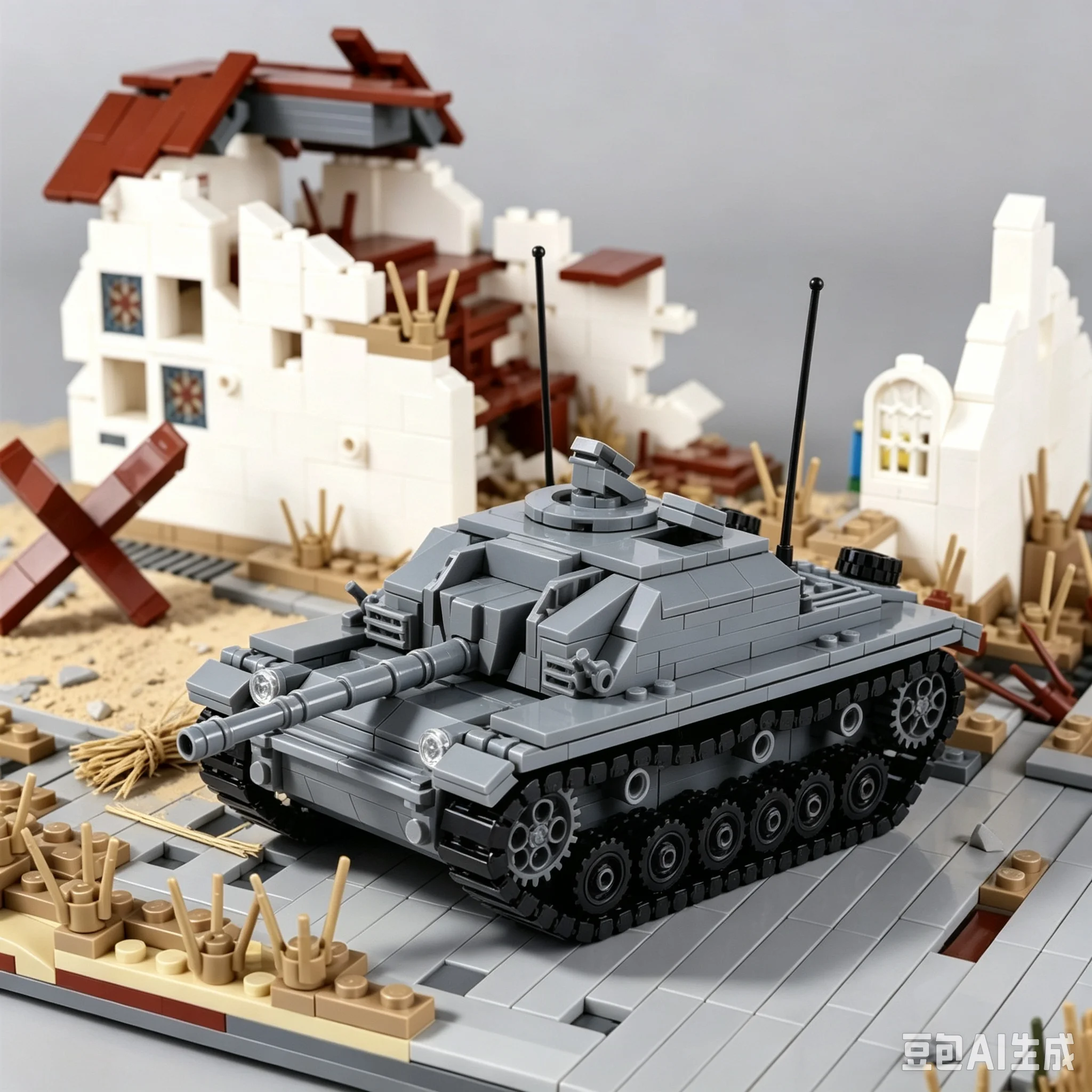 MOC Military Tank Building Blocks III Assault Armored Vehicle Tank Cannon DIY Assembly Brick Toy Gift