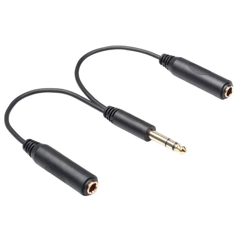 6.35 Mm Male To 2 6.35 Mm Female Adapter Cable 1/4 6.35mm Plug To Dual 6.35mm Jack Y Splitter Stereo Audio Cord Hardware