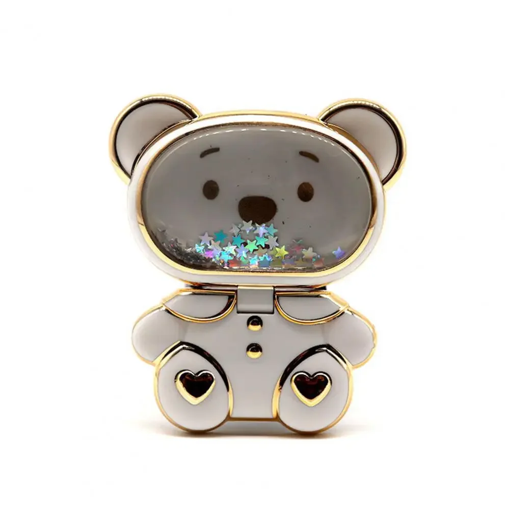 Support de téléphone ours de dessin animé à paillettes brillantes avec miroir, support de bureau pour téléphone portable, monté à l'arrière, support rapide paresseux