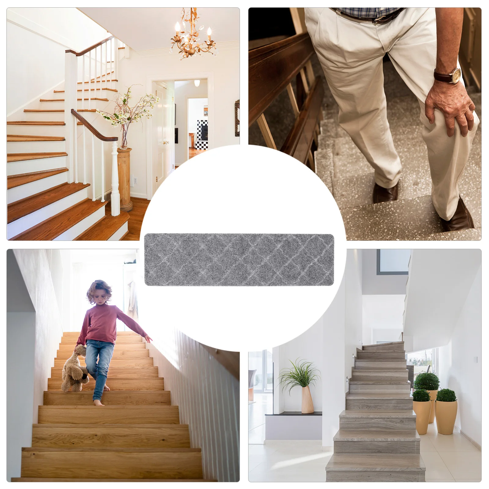 Anti-Slip Treads Staircase Runner Indoor Carpet Rug Home Safety Durable Polyester Tpr Easy Install Trim To Fit Classic Design