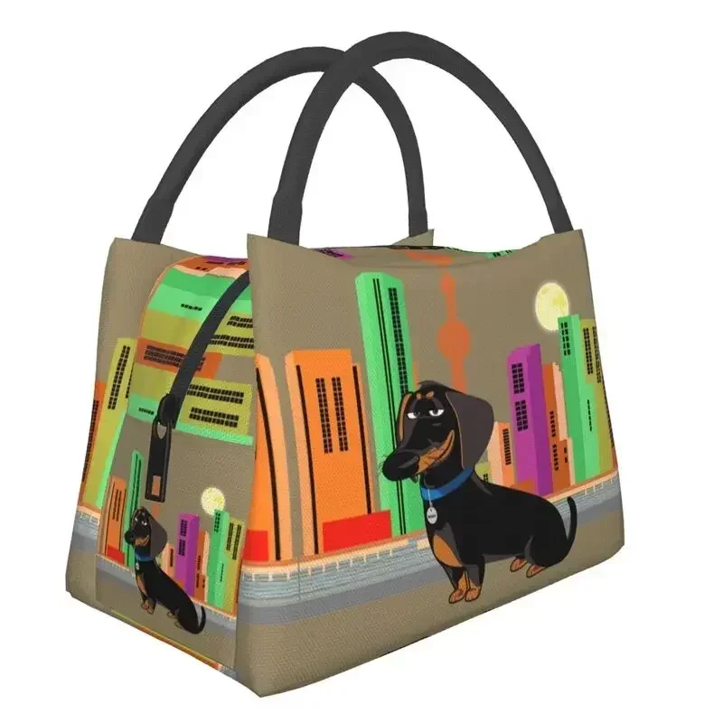 Cute Dachshund Dog Insulated Lunch Bags for Women Sausage Wiener Badger Dogs Portable Thermal Cooler Bento Box Work Travel