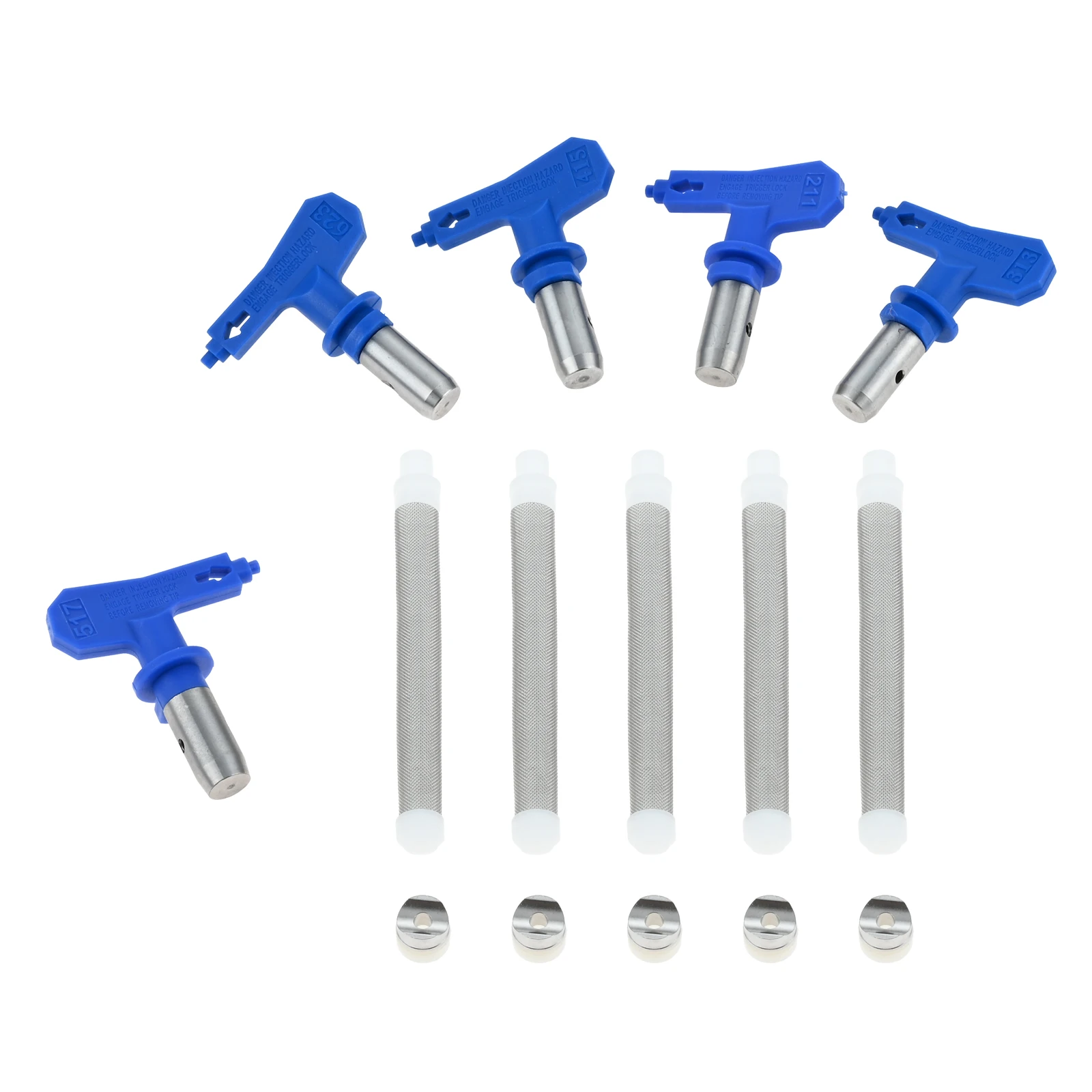 

5Pcs Reversible Spray Tip Airless Spray Nozzles 211/313/415/517/623 for Airless Paint Sprayer Spraying Guns w/5pcs Paint Filters