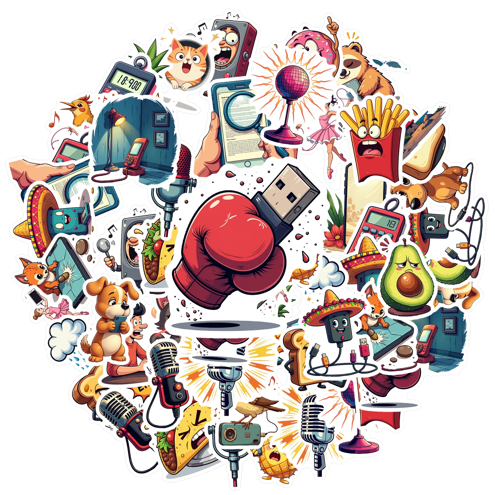 35pcs-100pcs Humorous Everyday Humor Stickers Playful Cute Animals Graffiti Decals Stickers For Guitar Laptop Helmet
