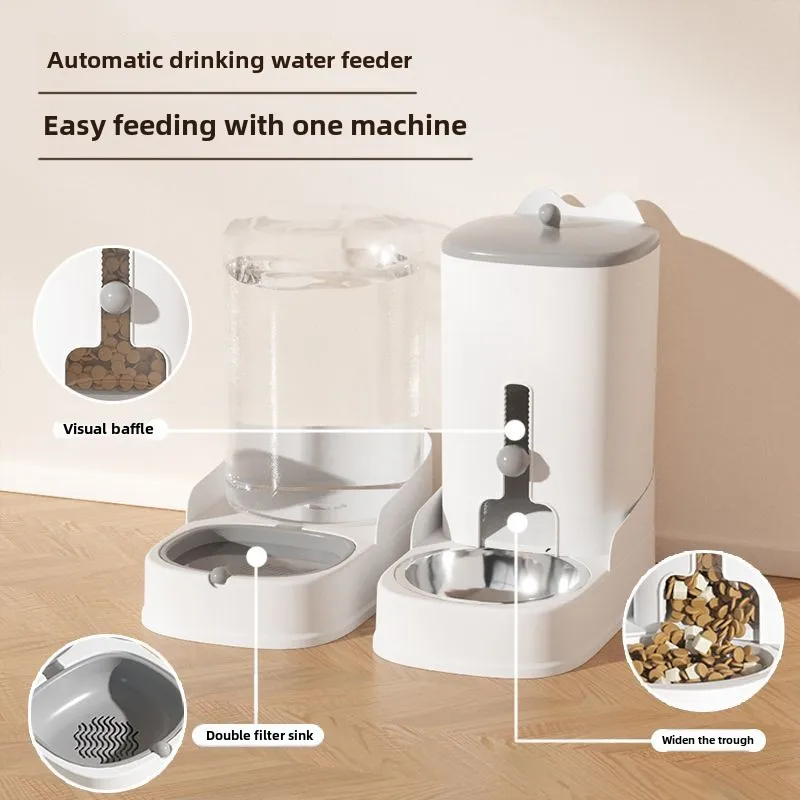 

Automatic Pet Feeder Wa ter Fountain Two-in-One Large Capacity