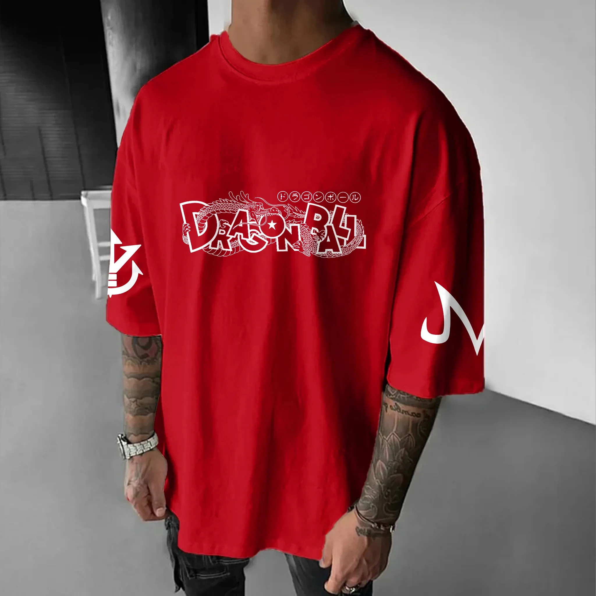 Dragon Ball Goku Vegeta Camisetas deportivas holgadas de manga corta de algodón con estampado de estilo americano y cuello redondo para hombres y mujeres