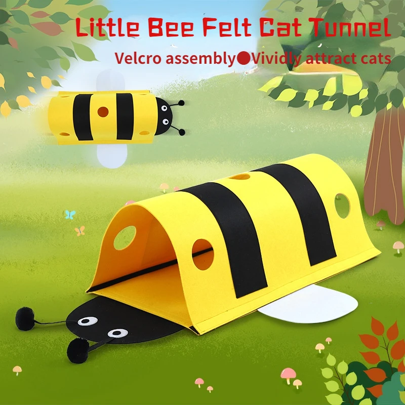 

Little bee felt cat tunnel Velcro straight channel to relieve boredom & play with detachable cat drilling cat toy