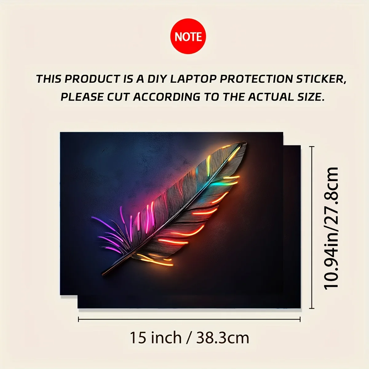 2 Pack Vivid Feather Design Notebook Art Decals  Vinyl Skin Stickers Waterproof and Scratch Resistant Ideal for Laptops