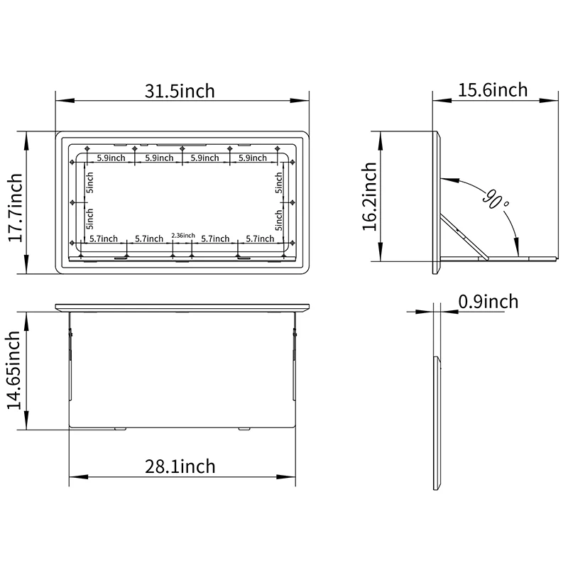 White/Black 800*450*26mm RV Exterior Table with/without LED Light Caravan Folding Picnic Table Wall Mount Camping Table RV Parts view 6