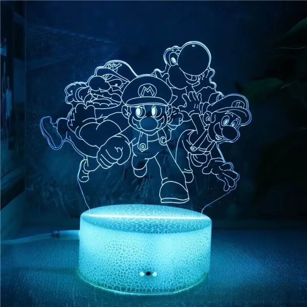 2025 سوبر ماريو براذرز سباق ضوء الليل ثلاثية الأبعاد الإضاءة ضوء 16 لون اللمس قابل للتعديل USB شحن ديكور هدية الكريسماس