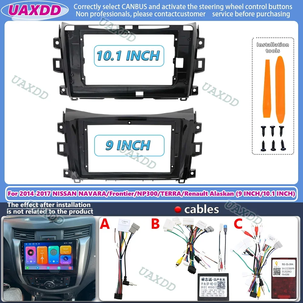 Kit de tablero de marco de Radio de coche de 9 y 10,1 pulgadas, marco embellecedor de tablero estéreo para Nissan Navara NP300 Renault Alaskan Frontier TERRA 2014-2017