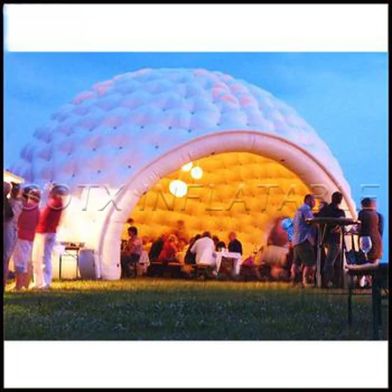 For Party Events Outdoor Oxford Material Half Inflatable Dome Tent With Led Lights Blower White Inflatable Igloo Dome House Tent