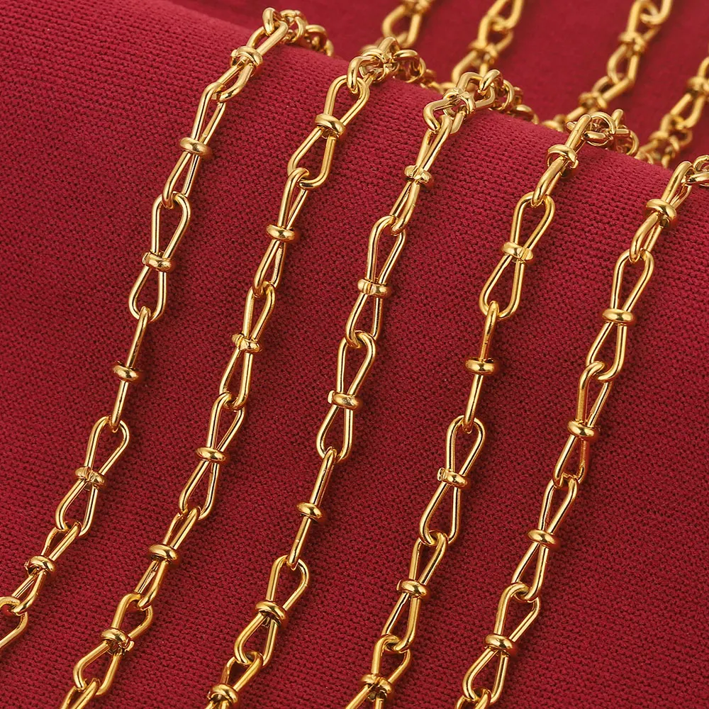 1 Meter Width 6mm Stainless Steel Plated Gold 8 Handmade Chain Roll Cuban Chains for Jewelry Making Supplies DIY Necklace Craft