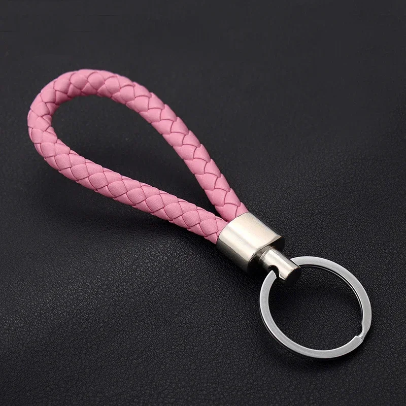 Leather PU Wrist Rope Woven Keychain Metal DIY Accessory Key Chains Braided Key Holder Leather Lanyard Auto Keyring Pendant