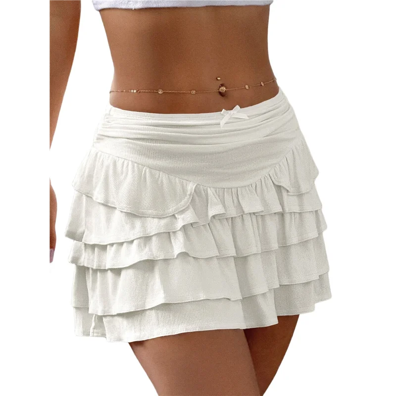 【SEE】jupes fluides pour femmes, Mini jupes à volants avec nœud papillon, taille haute, pour adolescentes, Tennis, jupes d'été