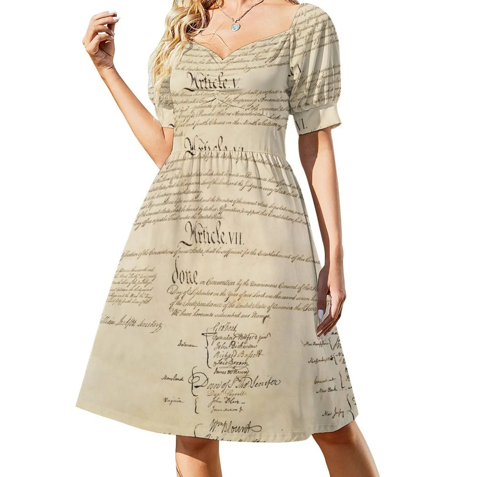 

Original Signature Page of the United States Constitution Page 4 of 4 Short Sleeved Dress summer dress daily Dress