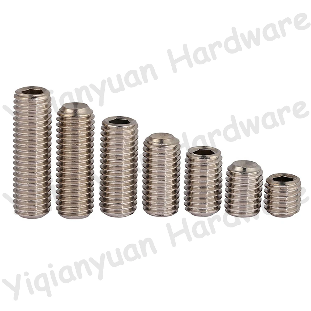 ยี่เฉียนหยวน DIN916 5 # สกรูหัวหกเหลี่ยมแบบไม่มีหัว ปลายแหลม ทำจากสแตนเลส SUS304 ขนาด -40 UNC 1/8-40 5/32-32 BSW