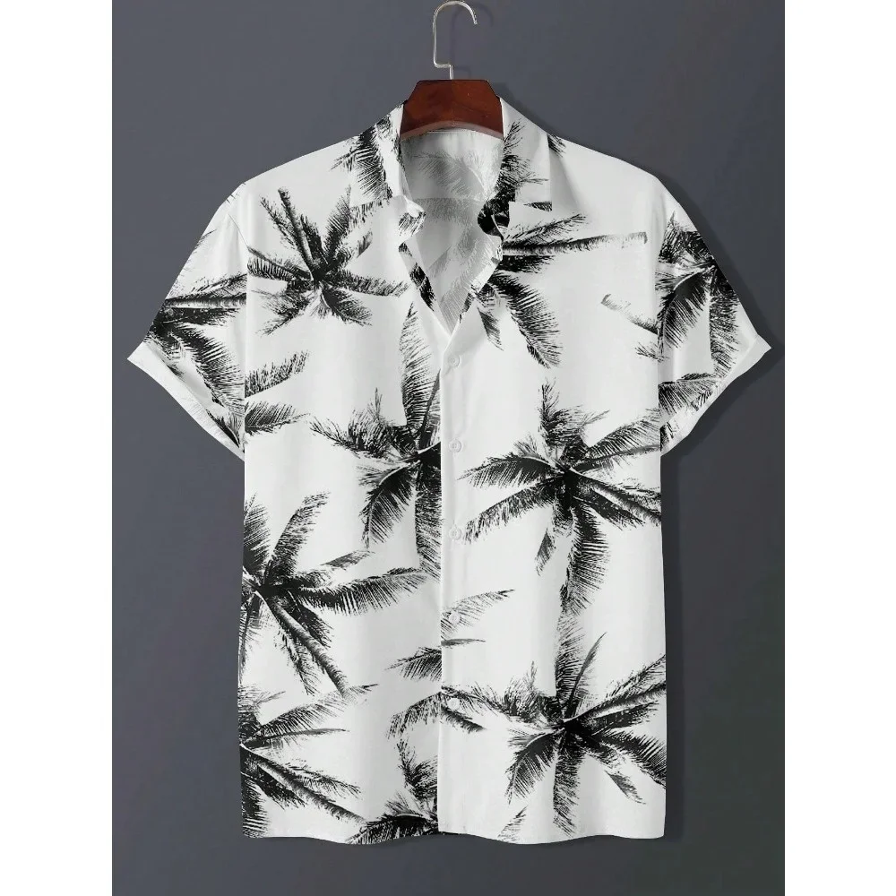 Hawaiian Shirt Man Print Casual Thin Beach Slim Fashion Shirt High Quality Luxury Black Social Vintage Funny Fade-resistant Lazy