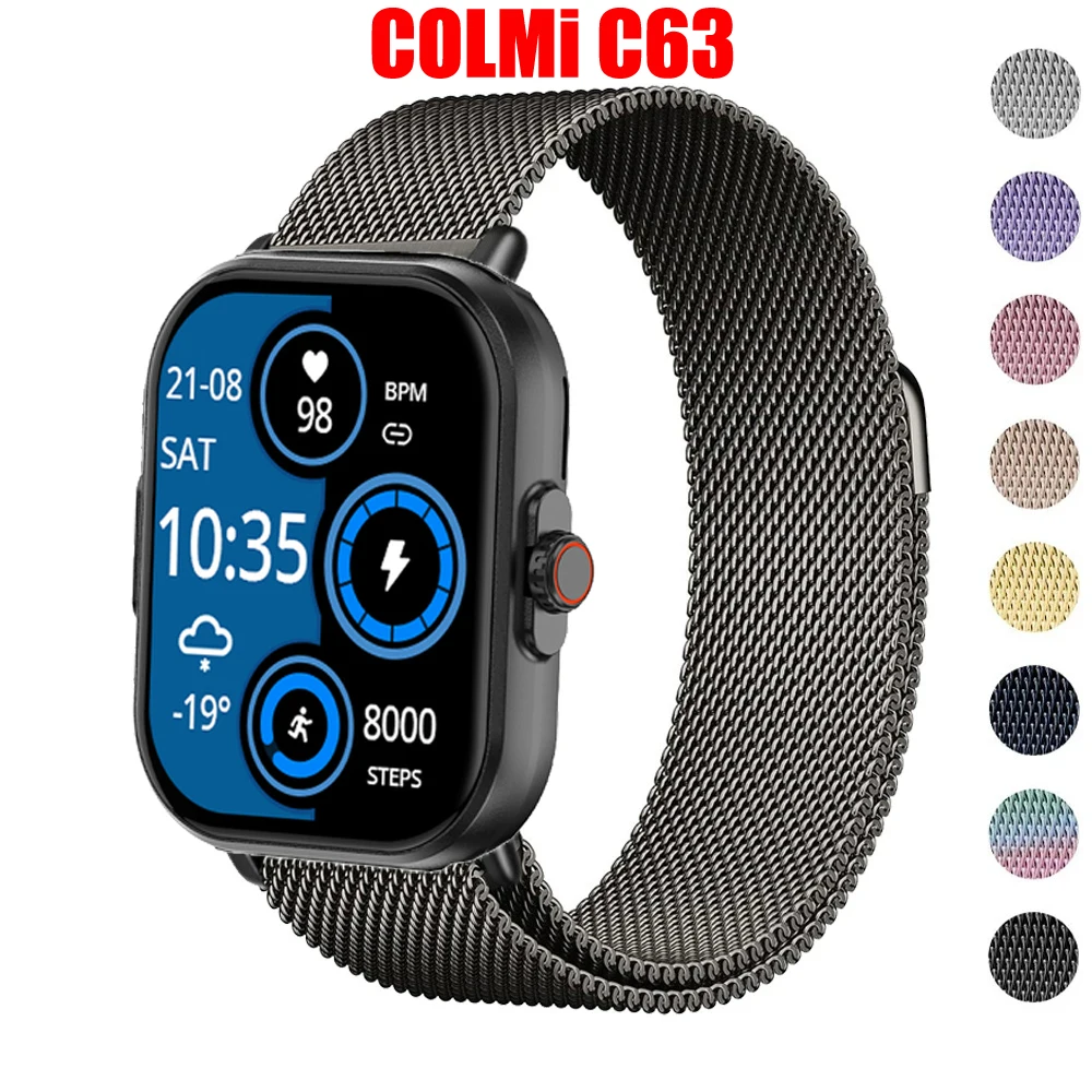 22mm Loop Band for COLMi C63 C81 Strap Magnetic Stainless Steel Metal Wrist Bracelet for COLMi C81 Watchband