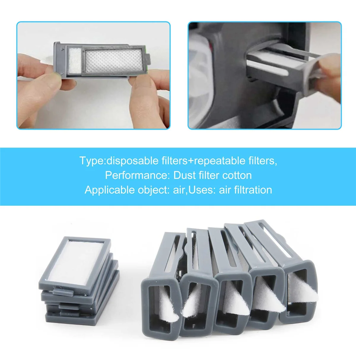 5 zestawów do 2 filtrów pyłków wielokrotnego użytku CPAP i jednorazowych ultracienkich filtrów