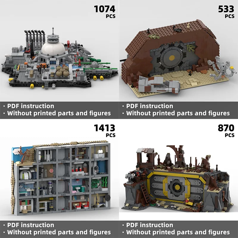 

Piece Apocalyptic Bunker Building Bricks - Falowt！Intricate Vault Interior with Tech Machinery Underground Shelter Diorama